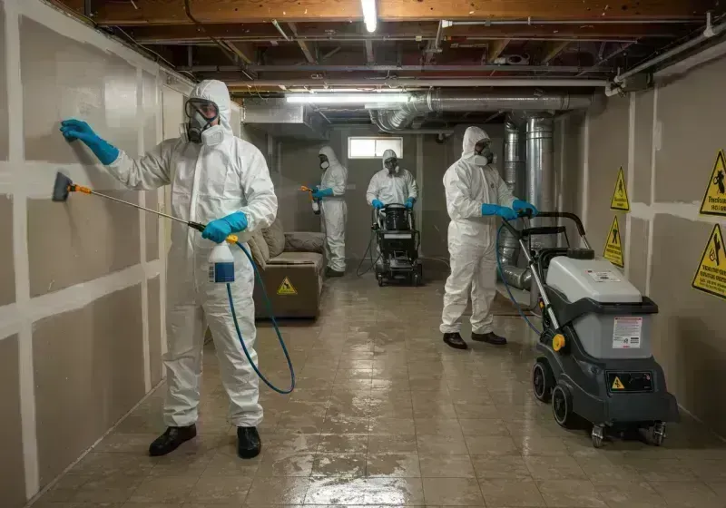 Basement Moisture Removal and Structural Drying process in Jones Creek, TX